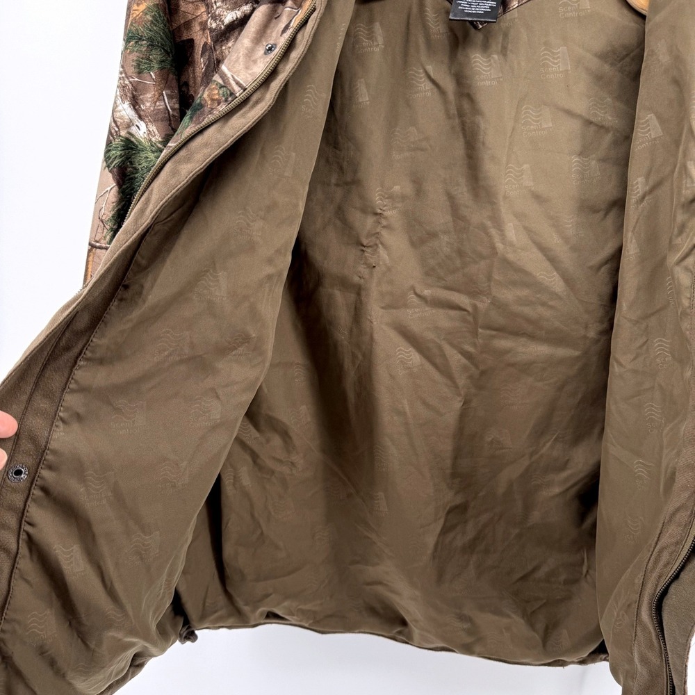 Realtree Xtra Camo Hooded Full Zip Hunting Jacket Mens Medium Brown Tree Pattern - Picture 8 of 8
